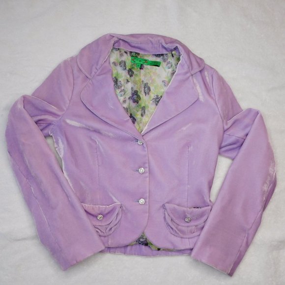 Tibi Lilac Purple Velvet Short Blazer | Rhinestone Buttons | VGUC | Small - Picture 10 of 10